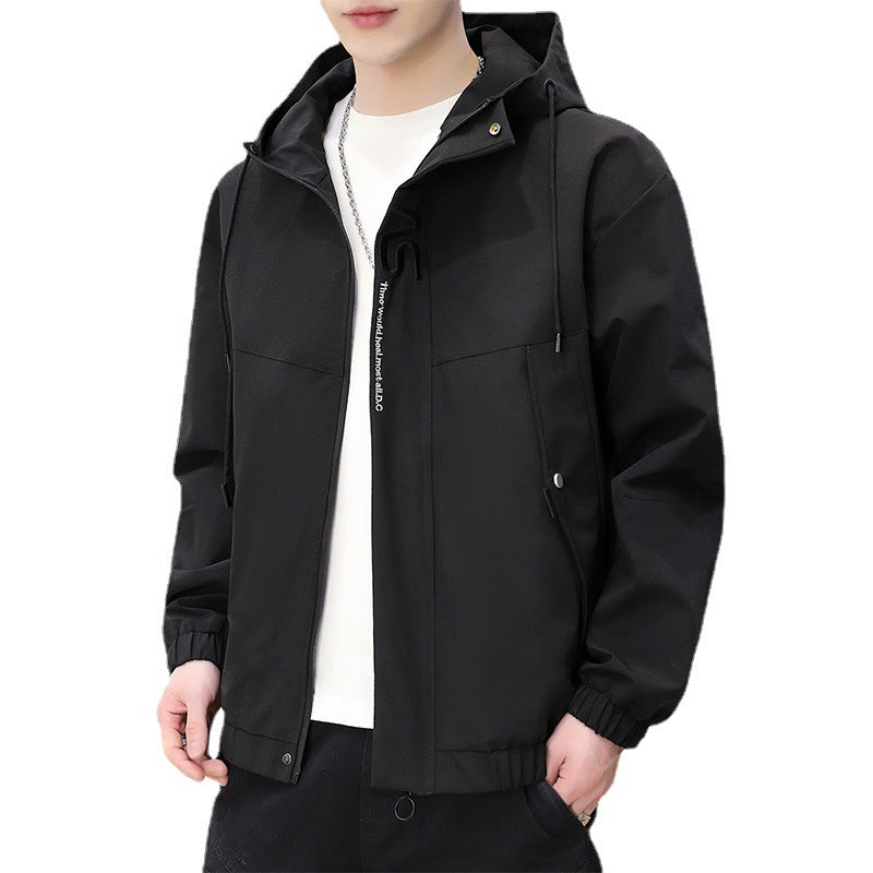 Men's lightweight wind and water-repellent hooded utility jacket with concealed zipper Mune Fashion