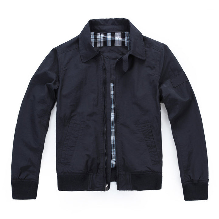 Men's Lightweight Bomber Jacket with Zipper and Checked Lining Mune Fashion