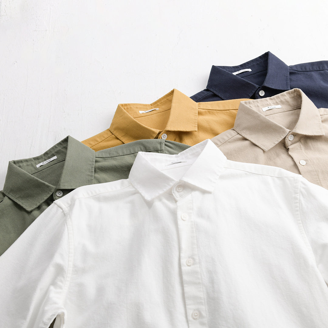 Men's Lightweight Linen-Cotton Overshirt with Kent Collar, Relaxed Fit and Continuous Button Placket Mune Fashion
