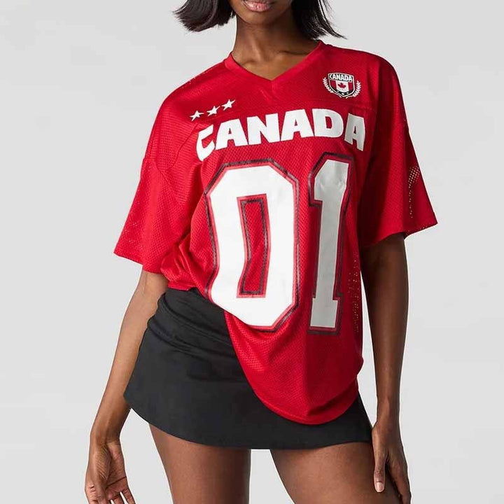 Ladies oversized sport jersey in football style with mesh fabric Mune Fashion