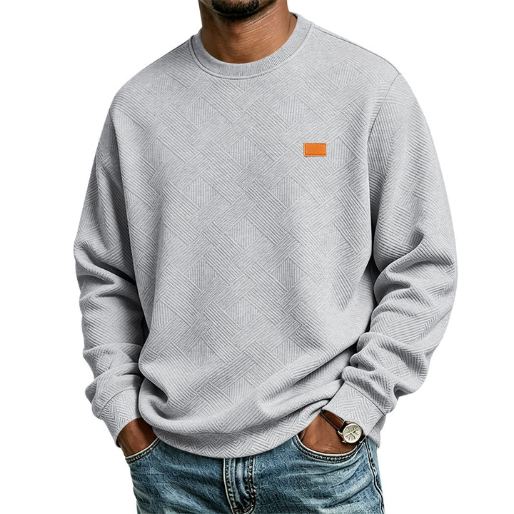 Men's textured crew neck sweatshirt made of fine knit with woven structure Mune Fashion