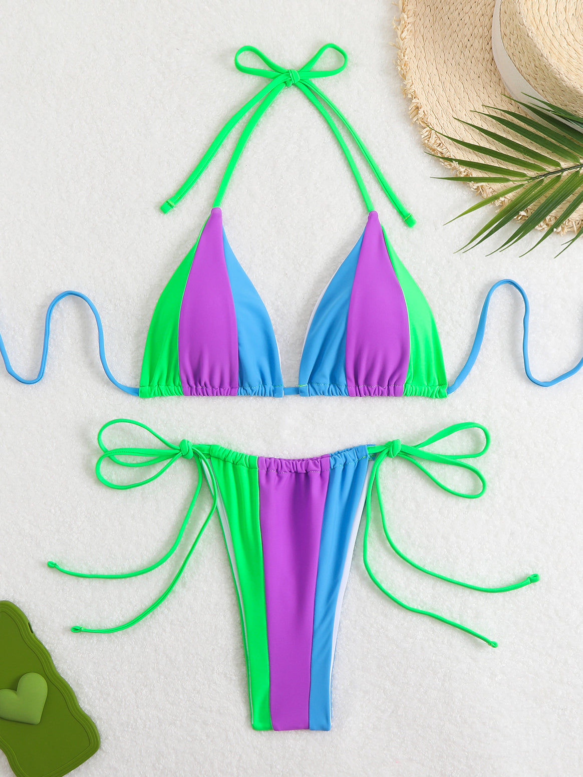 Women's Bikini Set with trendy color block design and adjustable straps Mune Fashion