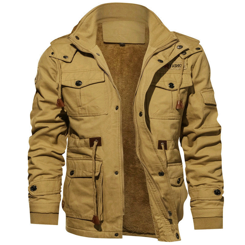 Men's padded field jacket made of canvas with hood and multiple pockets Mune Fashion