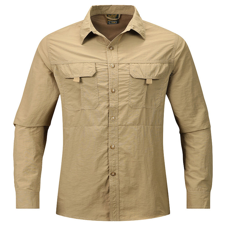 Men's lightweight utility outdoor shirt with raised flap chest pockets and roll-up sleeves Mune Fashion