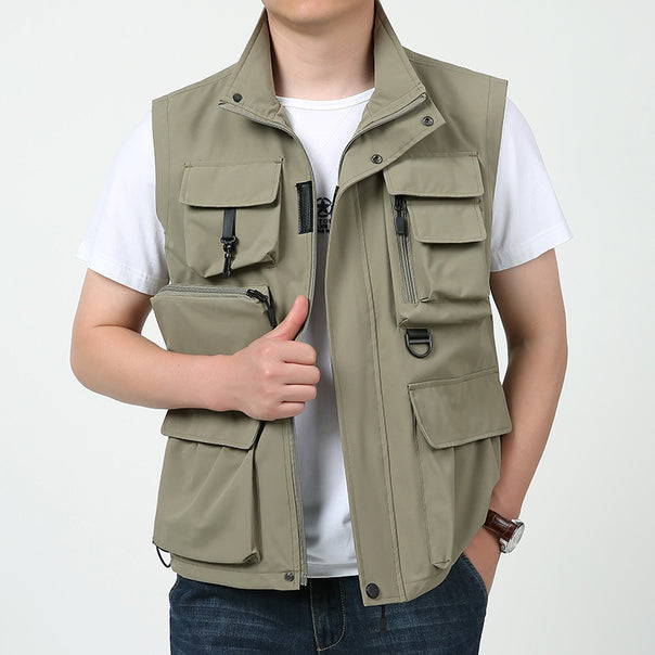 Men's Multi-Pocket Outdoor Vest with D-Ring, Zip Pockets and Removable Pocket Module Mune Fashion