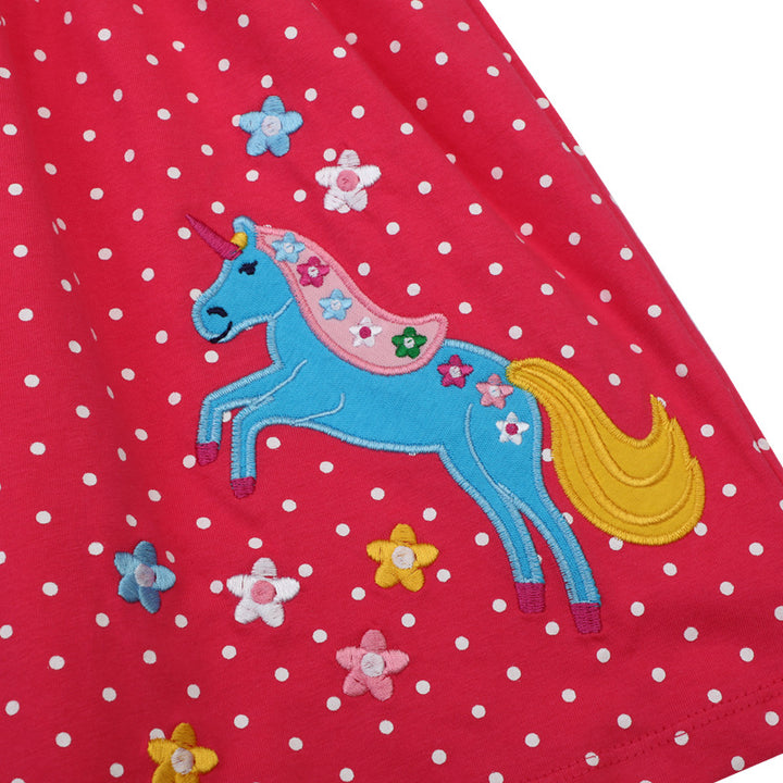 Girl dress with cute horse motif and dots Mune Fashion