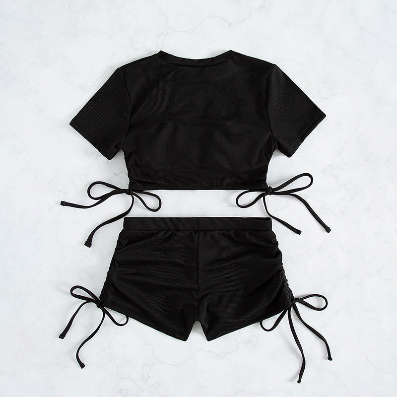 Ladies cropped T-shirt with side ties Mune Fashion