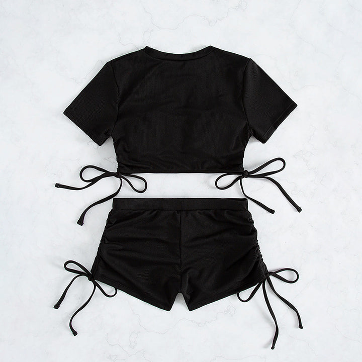Ladies cropped T-shirt with side ties Mune Fashion