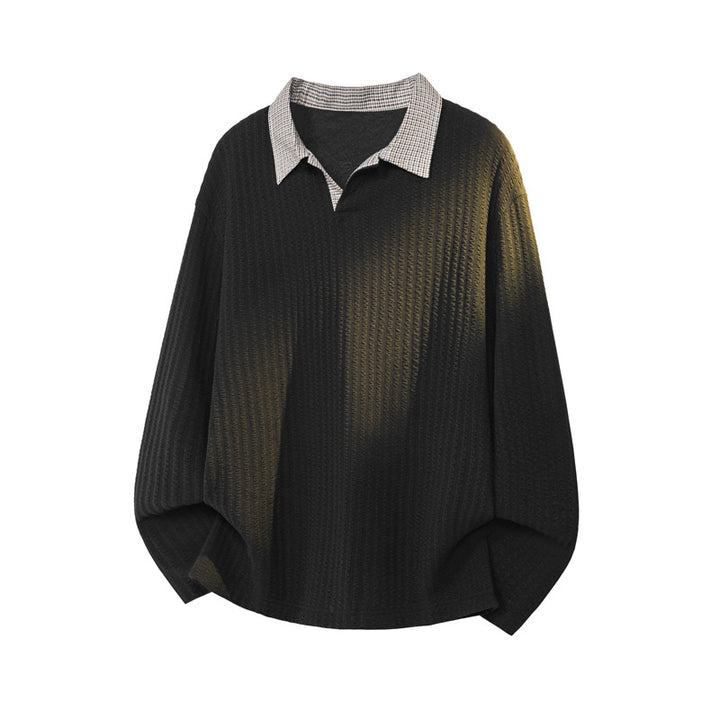 Men's Long Sleeve Shirt with Modern Structural Pattern Mune Fashion