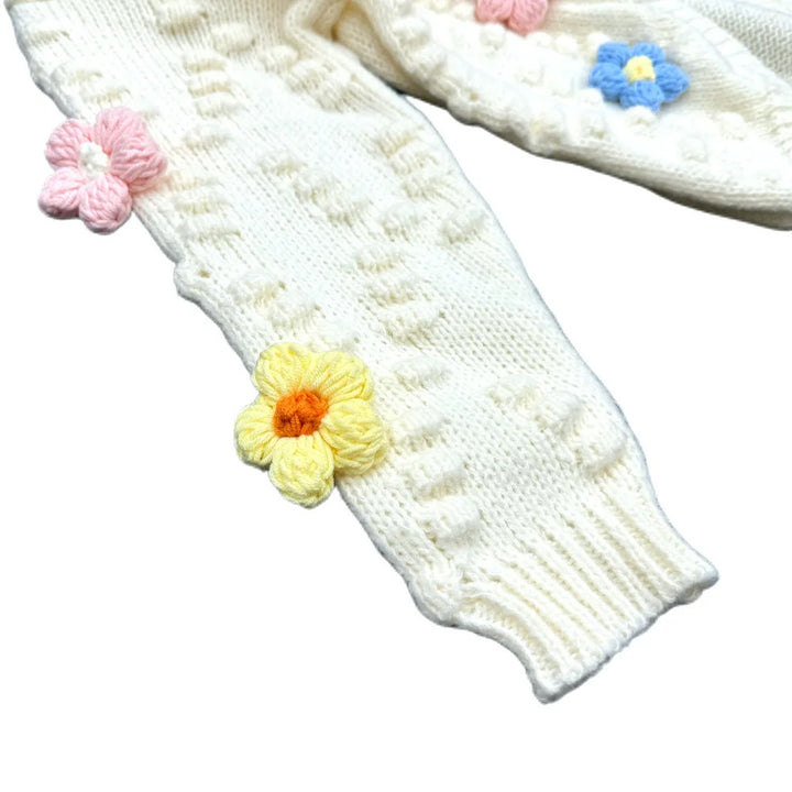 Women's Playful Sweater with Floral Applications