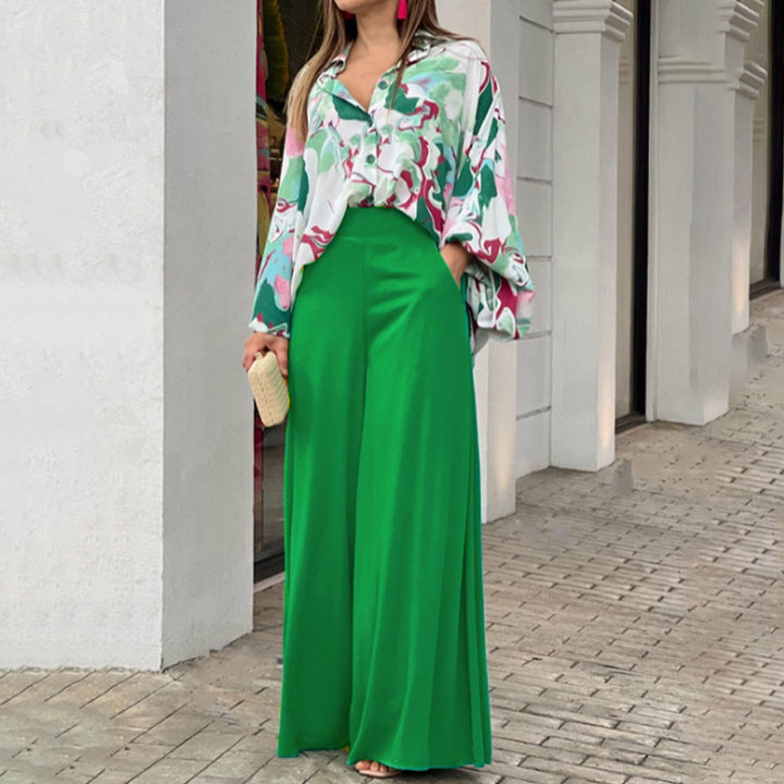 Ladies Flowing Highwaist Palazzo Pants with Wide Leg and Elegant Satin Fall Mune Fashion