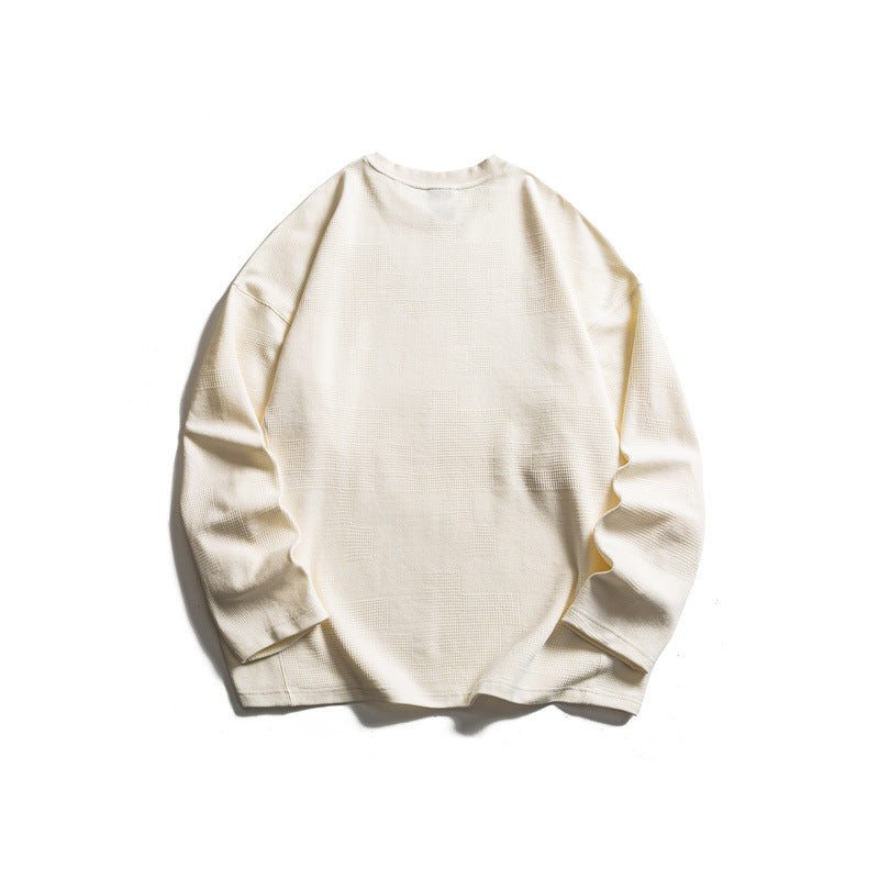 Unisex coarse structured waffle knit long sleeve sweater in oversized fit with round neckline Mune Fashion