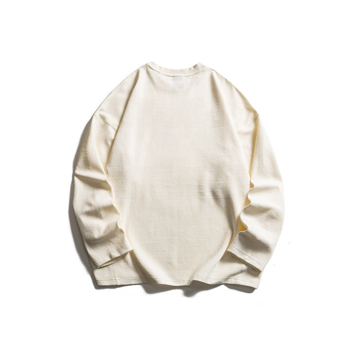 Unisex coarse structured waffle knit long sleeve sweater in oversized fit with round neckline Mune Fashion