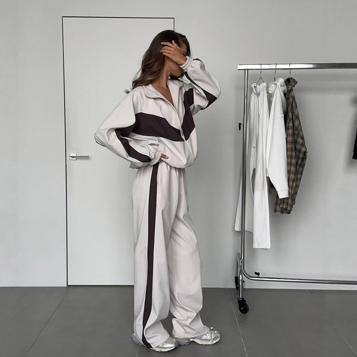 Women's nan sportives tracksuit set with windbreaker jacket and wide leg pants Mune Fashion