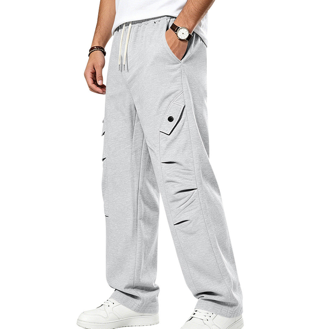 Men's Casual Cargo Joggers with Drawstring and Cut-Out Details Mune Fashion