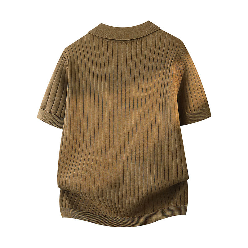 Ladies Fashion Short Sleeve Polo Shirt with Ribbed Texture Mune Fashion
