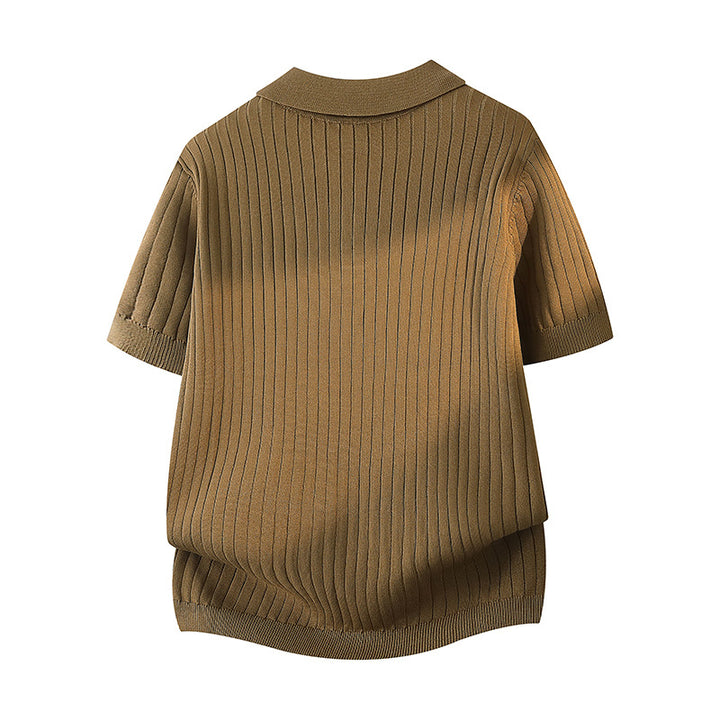 Ladies Fashion Short Sleeve Polo Shirt with Ribbed Texture Mune Fashion