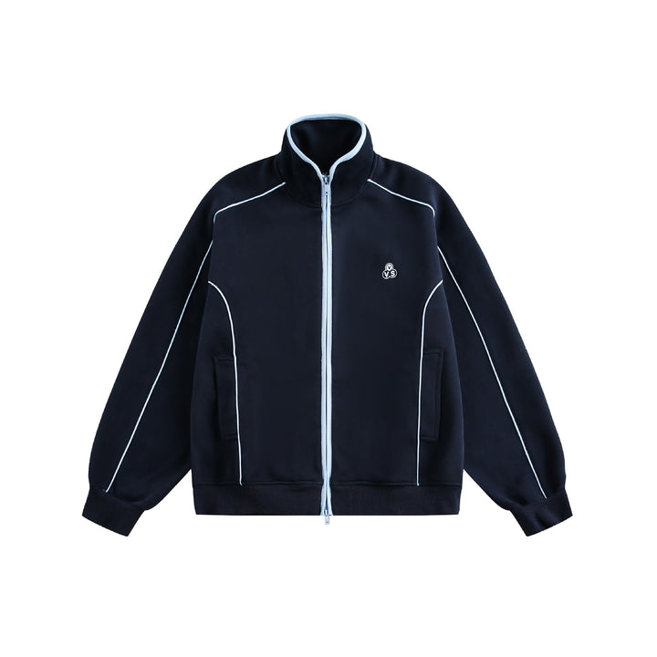 Women's Oversize Sweat Jacket with Stand-Up Collar and Two-Way Zipper Mune Fashion