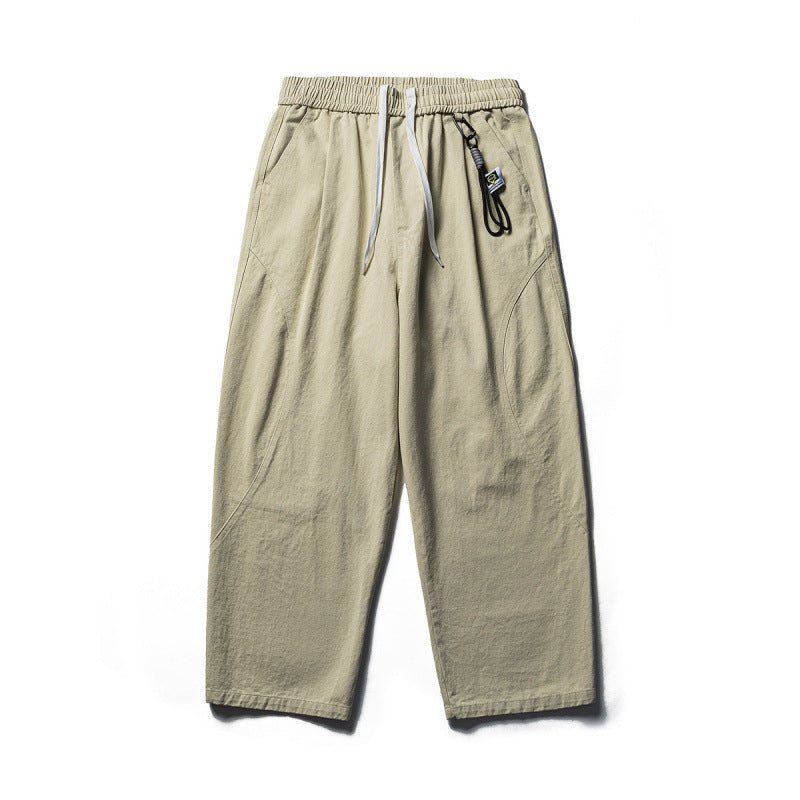 Men's Lightweight Loose-Fit Linen-Cotton Casual Pants with Elastic Waistband, Drawstring and Utility Pockets Mune Fashion