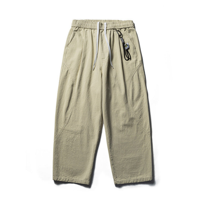 Men's Lightweight Loose-Fit Linen-Cotton Casual Pants with Elastic Waistband, Drawstring and Utility Pockets Mune Fashion