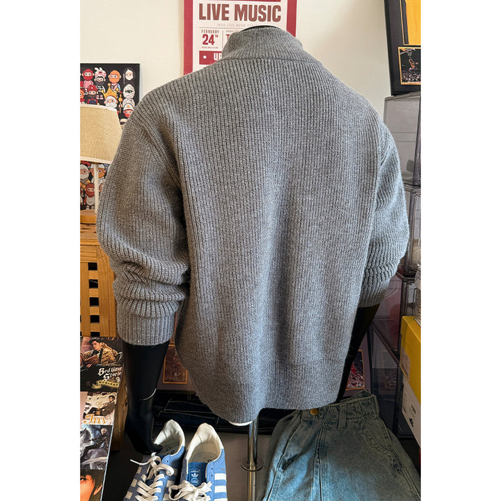 Men's Fashionable Knit Sweater with High Collar Mune Fashion