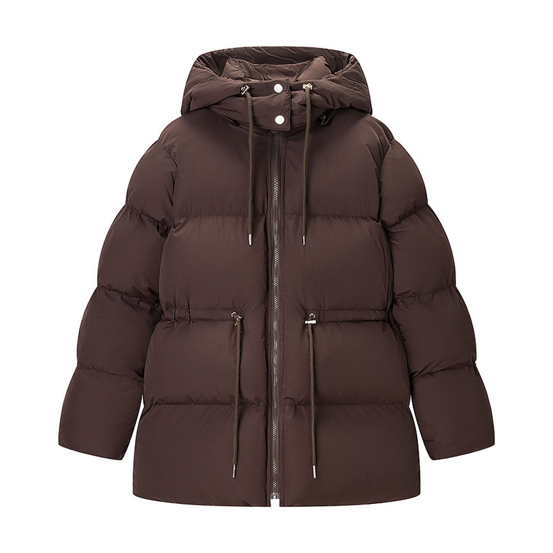 Women's padded puffer jacket with hood, adjustable drawstring and two-way zipper Mune Fashion