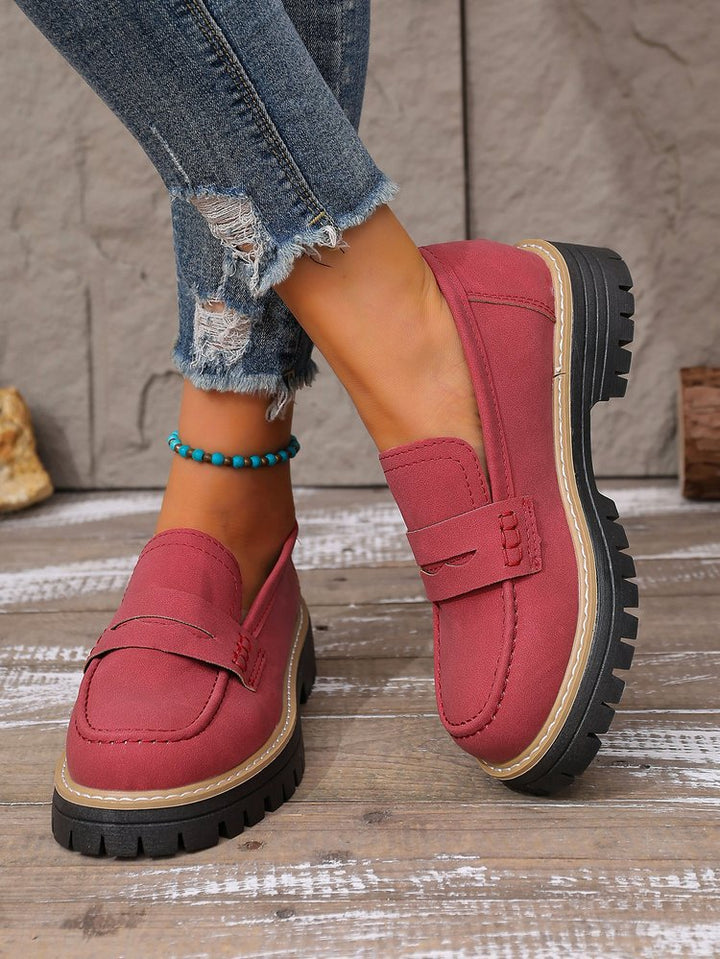 Damen Plateau-Loafer mit profilierter Gummisohle und Mokassin-Detail Mune Fashion