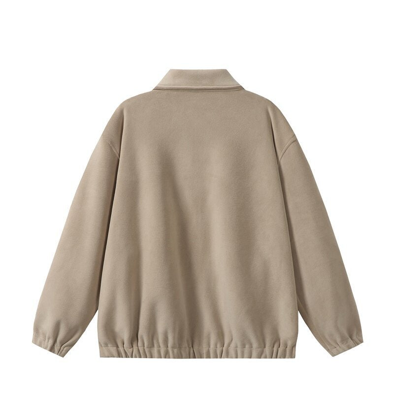 Unisex fleece blouson jacket in boxy cut with shirt collar, full zip and elastic hem Mune Fashion