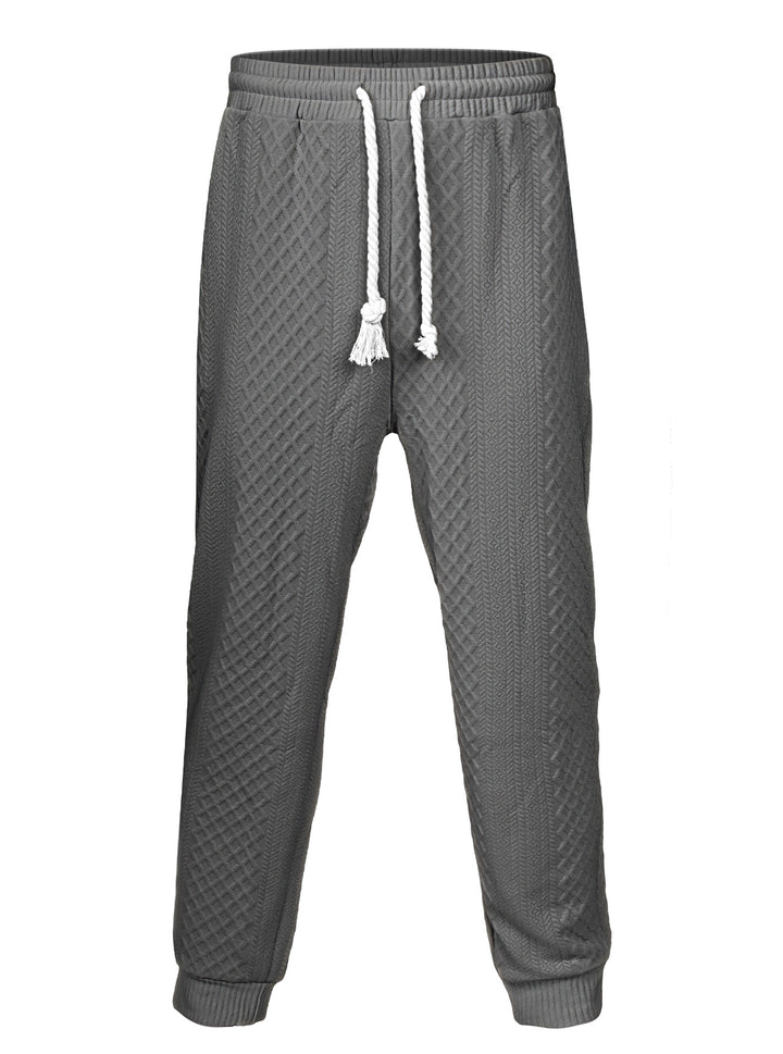 Men's nano thermo braid knit jogging pants with wide ribbed waistband and decorative cord Mune Fashion