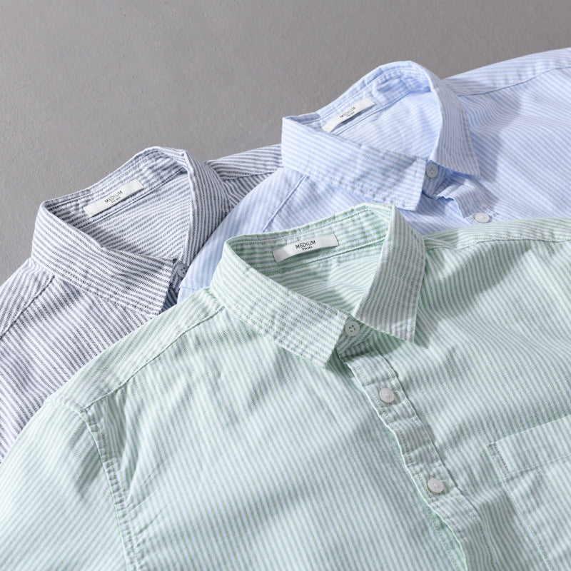 Men's Lightweight Striped Cotton Shirt in Layering Look with Chest Pocket Mune Fashion