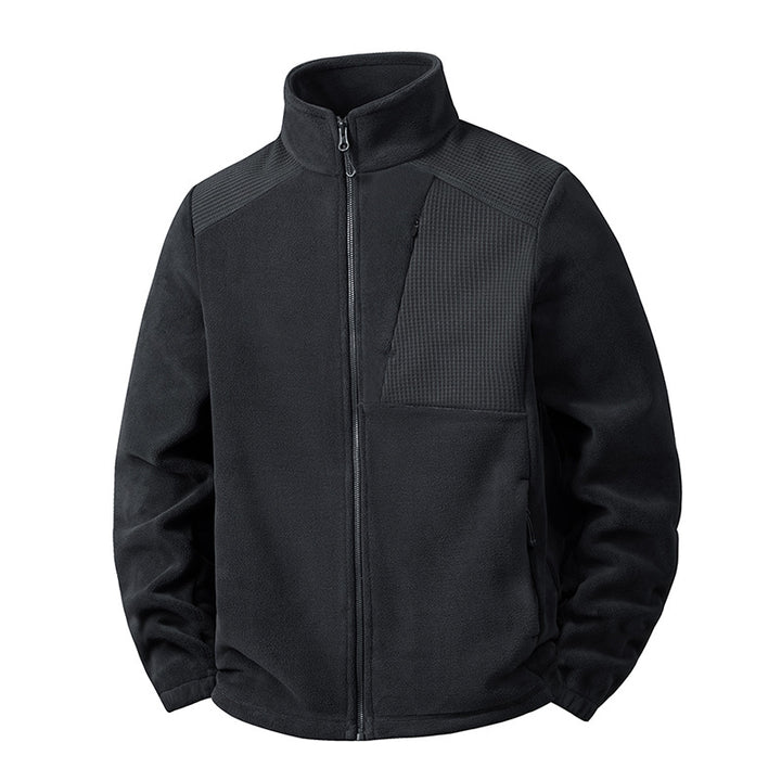 Men's fleece jacket with stand-up collar and reinforced shoulder panels Mune Fashion