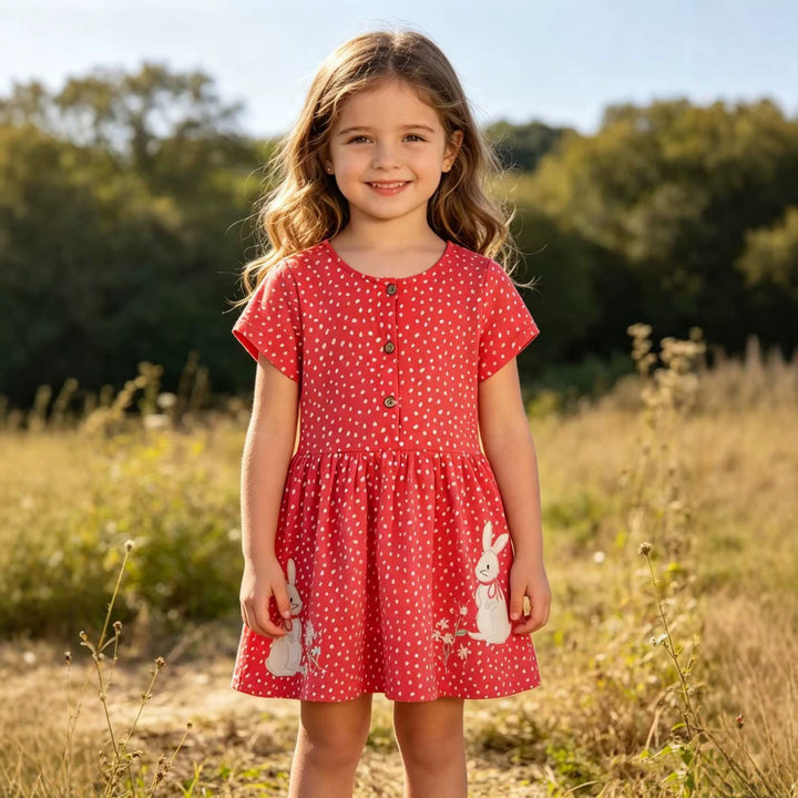 Girls casual dress with playful bunny motif Mune Fashion