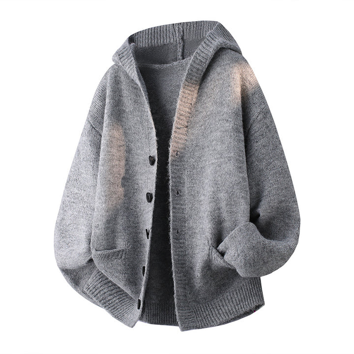 Men's Oversized Knit Cardigan with Shawl Collar, Button Placket and Side Pockets Mune Fashion