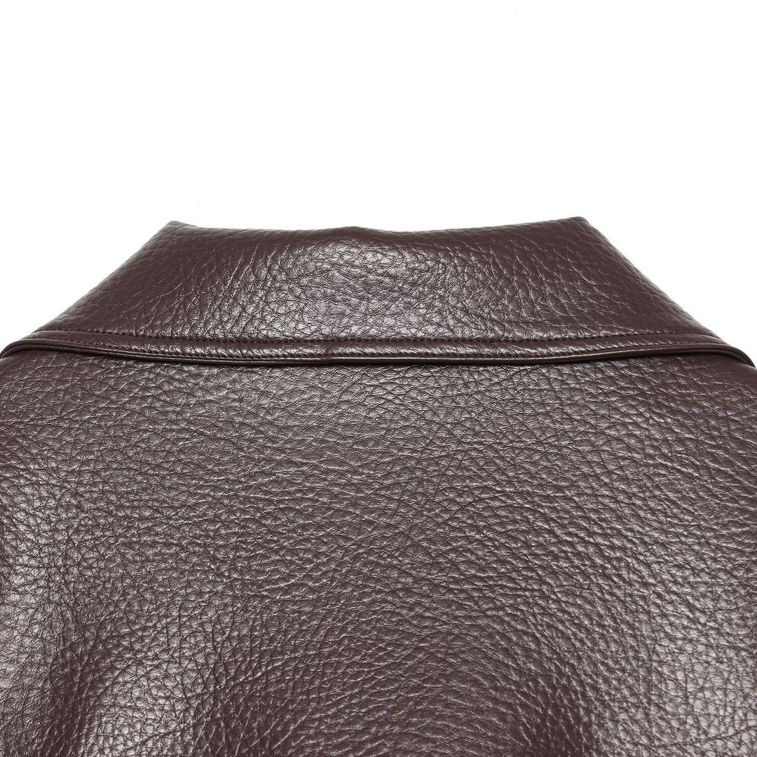 Women's Cropped Faux Leather Blouson with High Stand-up Collar, Flap Pockets and Drawstring