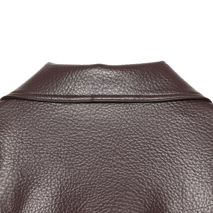 Women's Cropped Faux Leather Blouson with High Stand-up Collar, Flap Pockets and Drawstring