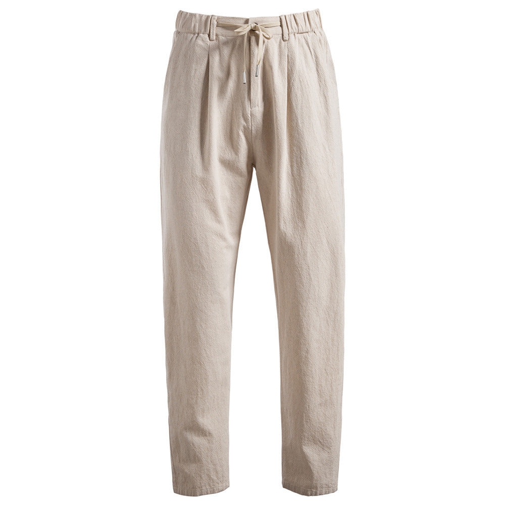 Men's casual pleated trousers with elastic drawstring waistband and tapered leg Mune Fashion
