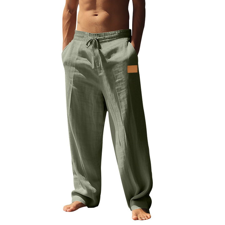 Men's extra wide linen relaxed trousers with reinforced comfort waistband, drawstring and deep side pockets Mune Fashion