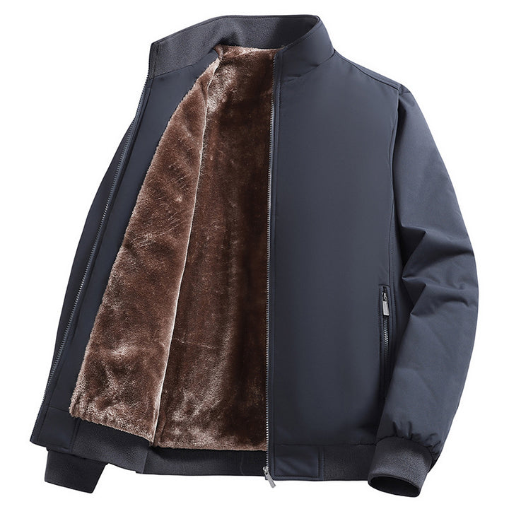Men's Padded Bomber Jacket with Faux Fur Lining, Stand-Up Collar and Zipper Mune Fashion