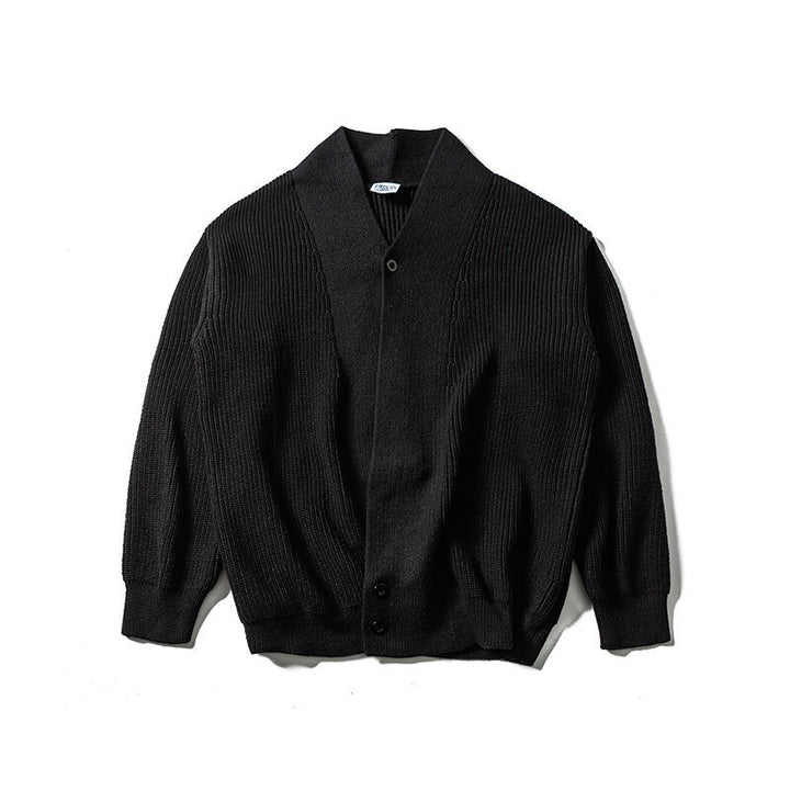Unisex Oversized Knit Cardigan with Shawl Collar, Structure Mix and Button Placket Mune Fashion
