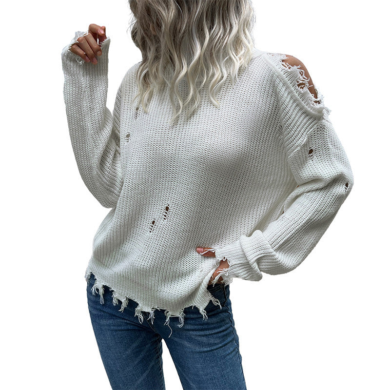 Women Casual Oversized Sweater with Hole Details Mune Fashion