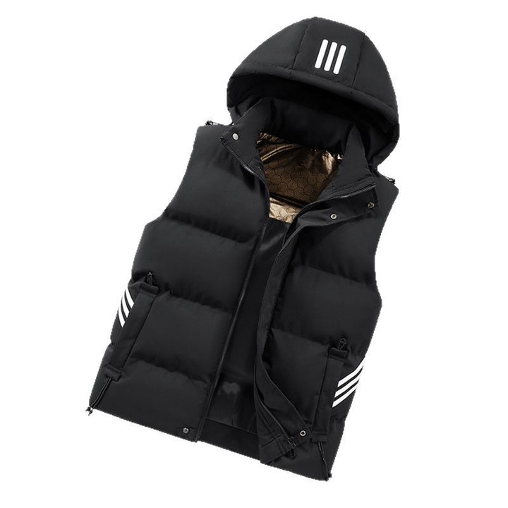 Men's thermal quilted vest with removable hood, quilted insulation and reflective stripes Mune Fashion
