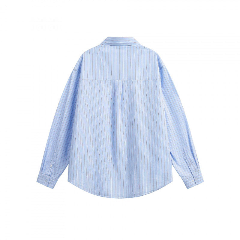 Unisex Oversize Shirt with Chest Pocket and Fine Pinstripe Mune Fashion