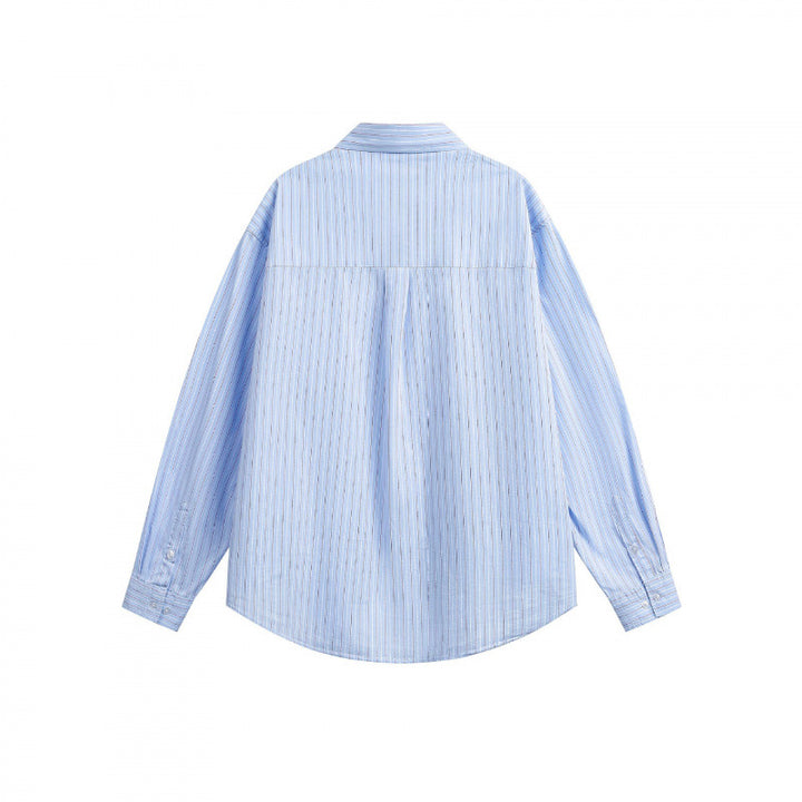 Unisex Oversize Shirt with Chest Pocket and Fine Pinstripe Mune Fashion