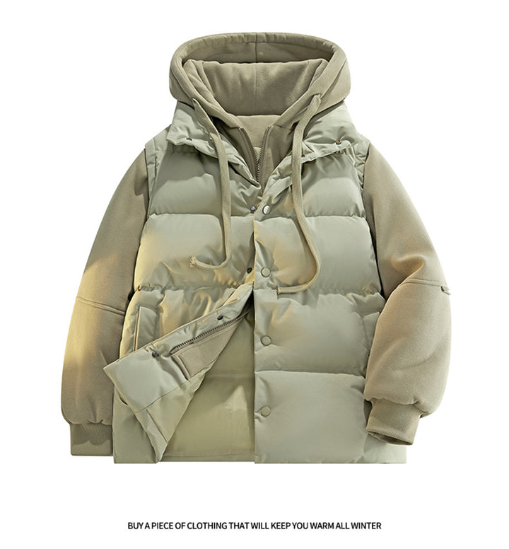 Men's Nano Hybrid Padded Jacket with Fleece Sleeves, Hood and Concealed Snap Fastener Mune Fashion