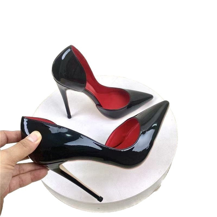 Women Elegant Patent Pumps with Pointed Silhouette and Stiletto Heel Mune Fashion