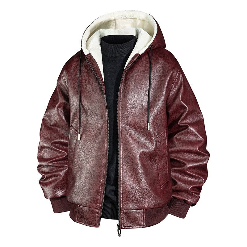 Men Cool Faux Leather Jacket with Cozy Inner Lining Mune Fashion