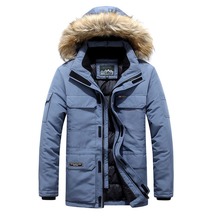 Men's winter parka with hood, faux fur trim and multifunctional outer pockets Mune Fashion