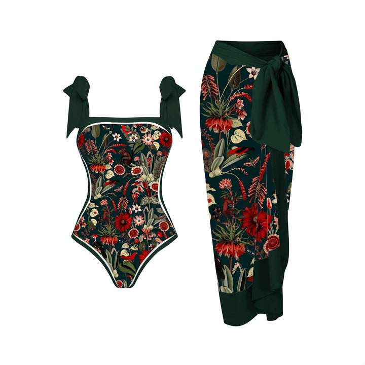 Women's Elegant Swimsuit with Matching Wrap Skirt Mune Fashion