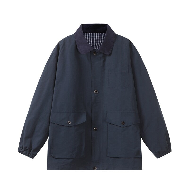 Men's transitional worker jacket in boxy cut with cord collar and flap pockets Mune Fashion