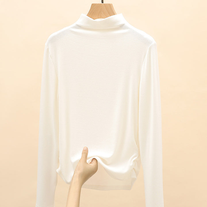Women's Elegant Long Sleeve Top with High Collar Mune Fashion 1787620449